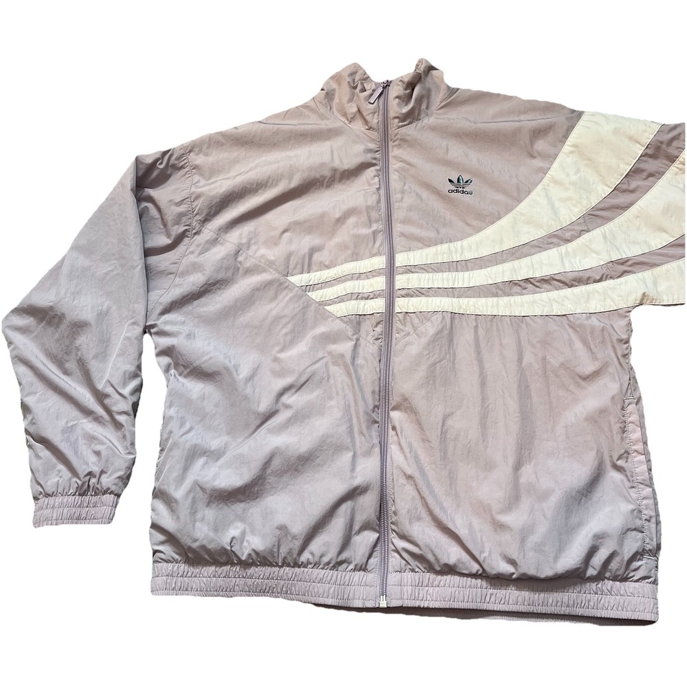Adidas Originals Windbreaker Jacket Lavender Women's M Retro *note pen stain*